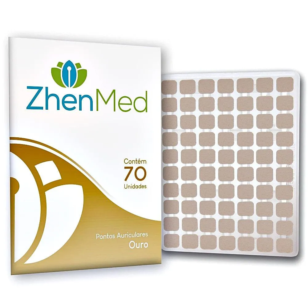 PLACA ACUPUNTURA ZHENMED OURO MICROPORE QUADRADO - 70 UNIDADES