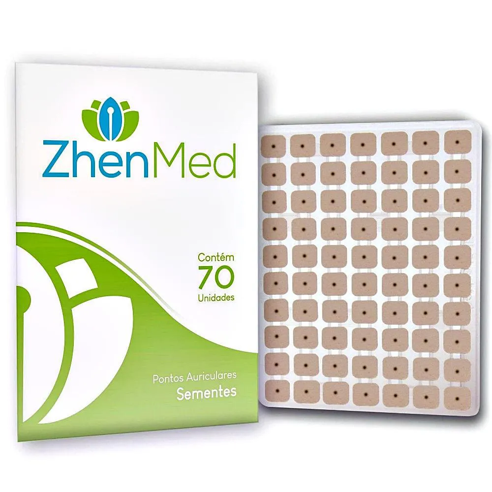 PLACA ACUPUNTURA ZHENMED SEMENTE MICROPORE QUADRADO - 70 UNIDADES