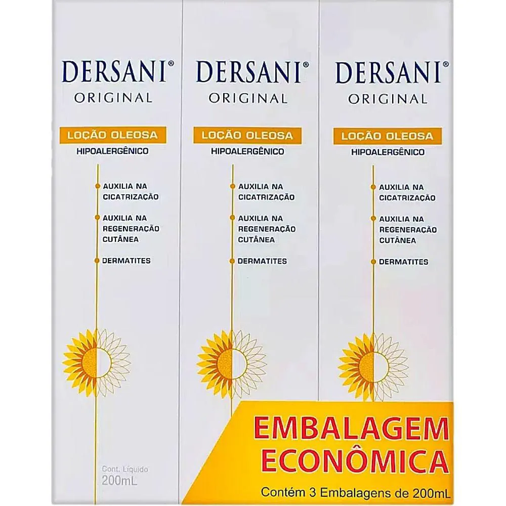 DERSANI ORIGINAL LOCãO OLEOSA AGE 200ML - KIT COM 3 UNIDADES