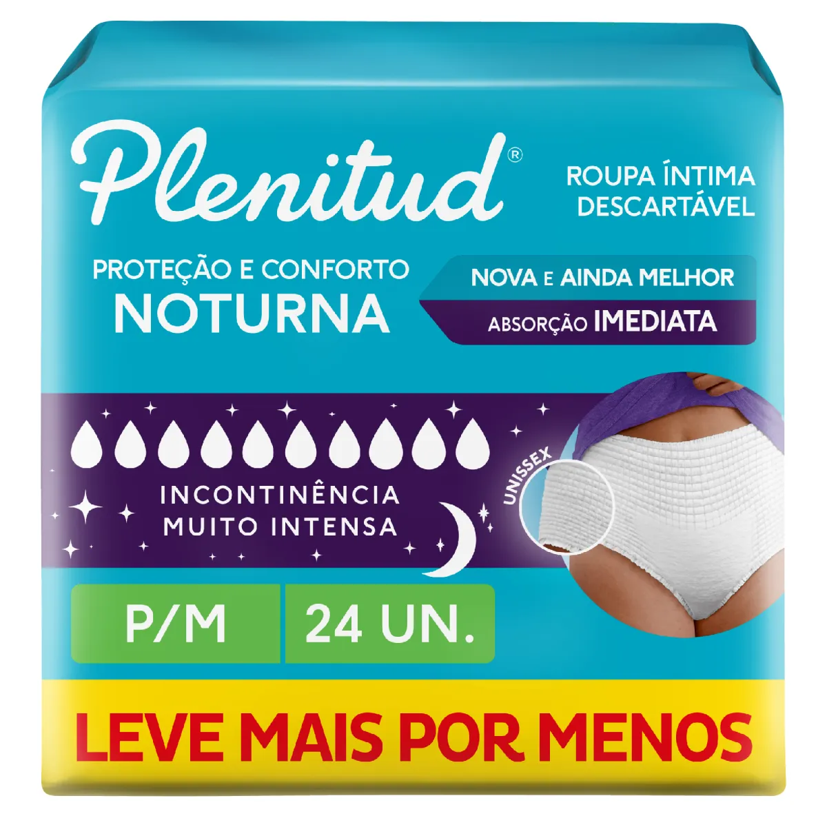 Roupa Íntima Descartável Noturna Plenitud P/M 24 unidades