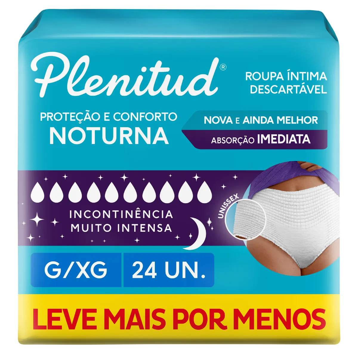 Roupa Íntima Descartável Noturna Plenitud G/XG 24 unidades