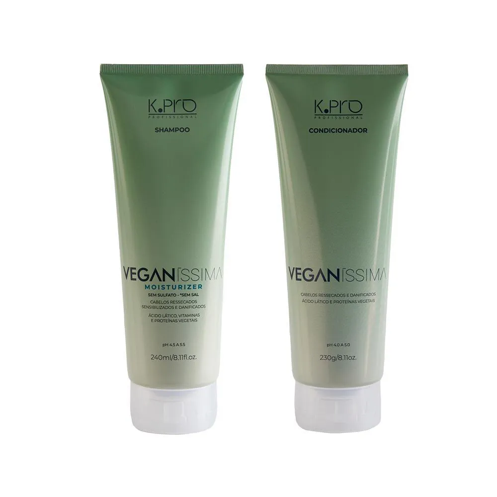 KIT K-PRO PROFISSIONAL VEGANISSIMA - SHAMPOO 240ML + CONDICIONADOR 230G