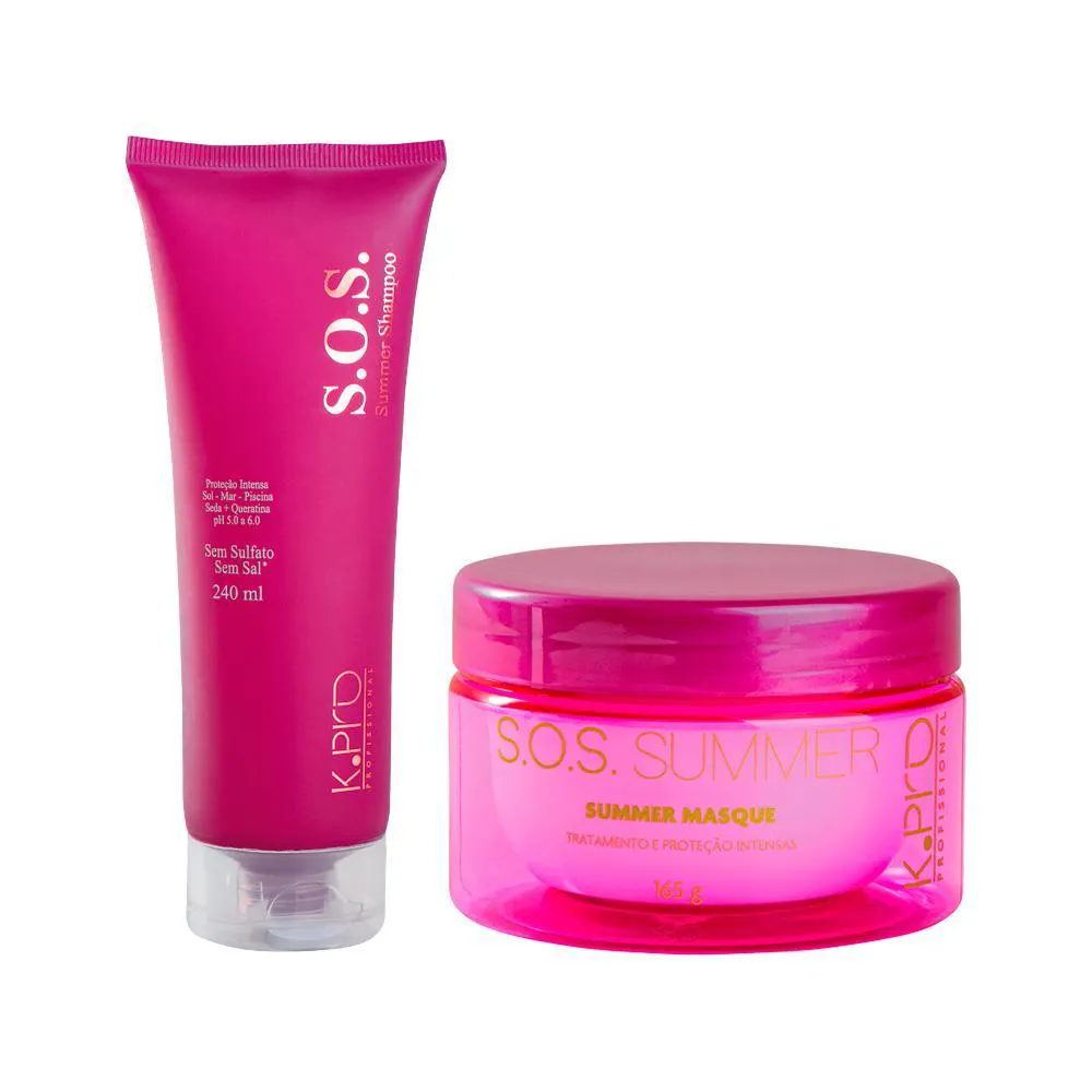 KIT K-PRO PROFISSIONAL S.O.S SUMMER - SHAMPOO 240ML + MáSCARA 165G