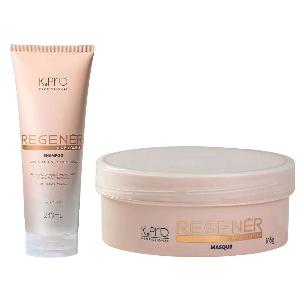 KIT K-PRO PROFISSIONAL REGENéR K.A.P COMPLEX - SHAMPOO 240ML + MáSCARA 165G