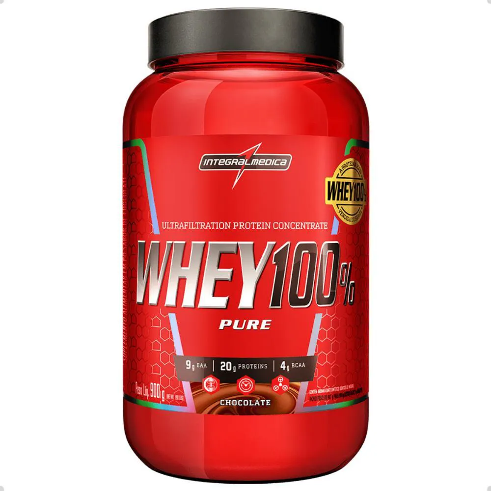 WHEY 100% PURE PROTEIN POTE 900G INTEGRALMEDICA Chocolate