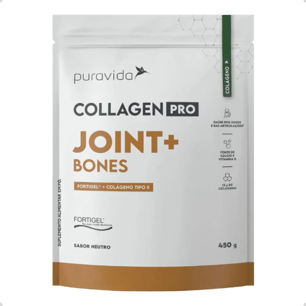 COLLAGEN PRO JOINT+ BONES COLáGENO TIPO 2 FORTIGEL 450G PURA VIDA Neutro