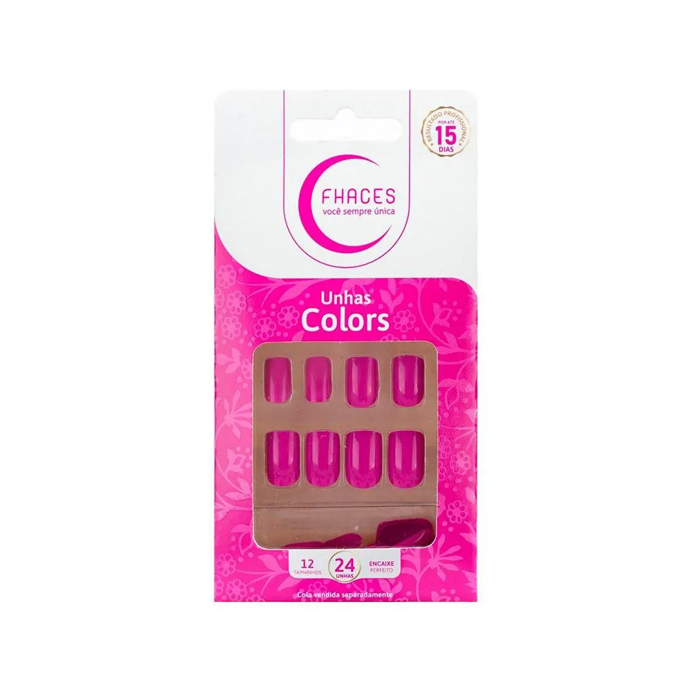 UNHAS POSTIçAS FHACES COLORS ROSA FUCSIA U3090