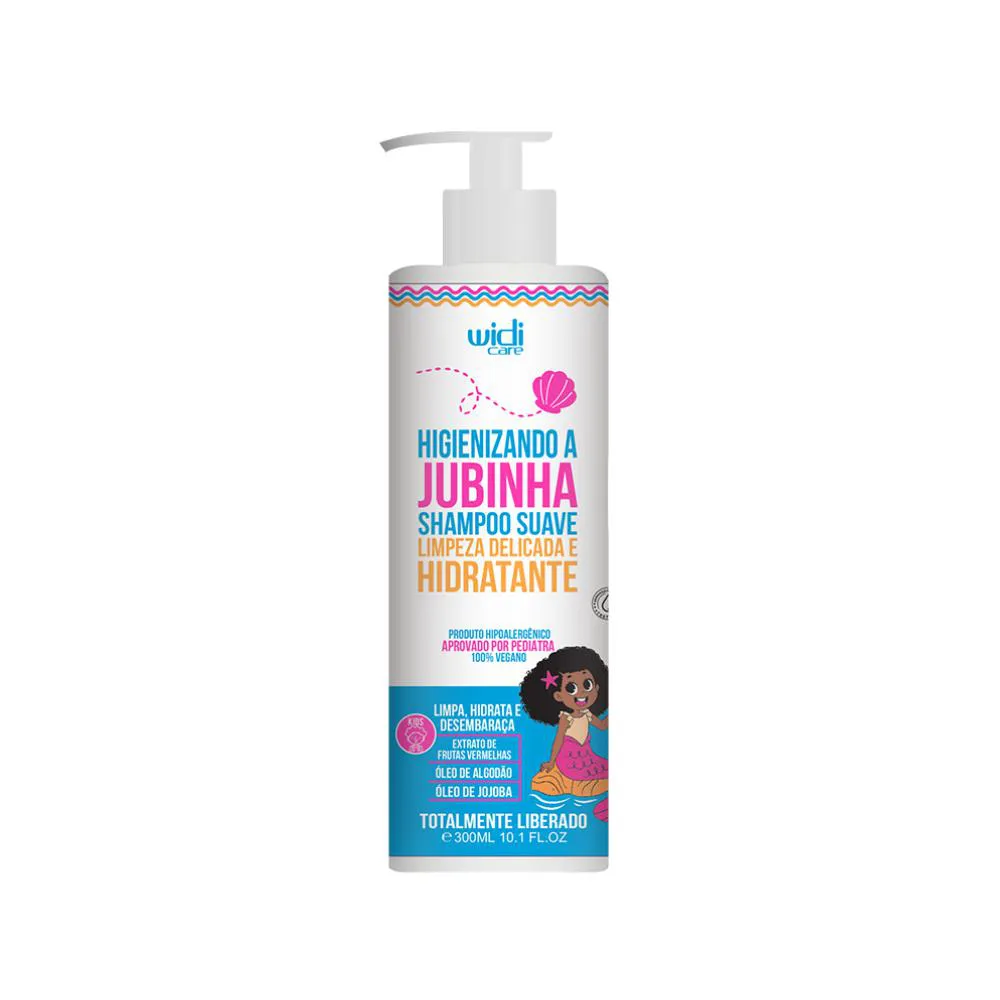 SHAMPOO WIDI CARE HIGIENIZANDO A JUBINHA SUAVE LIMPEZA DELICADA E HIDRATANTE