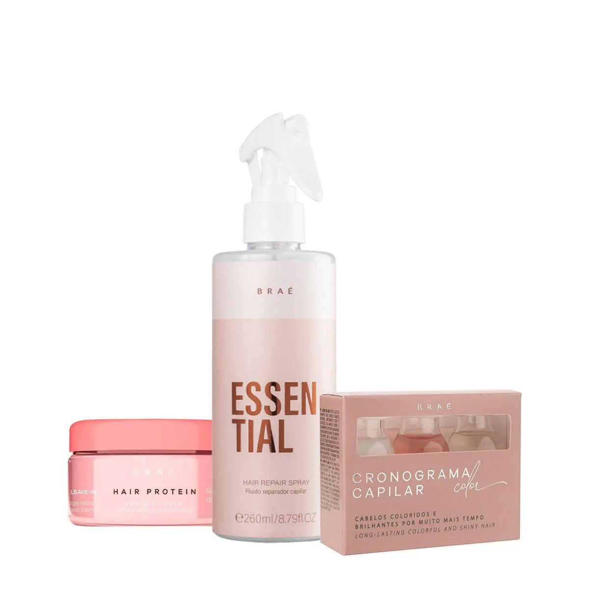 BRAé CRONOGRAMA CAPILAR COLOR HAIR REPAIR SPRAY E HAIR PROTEIN (3 PRODUTOS)