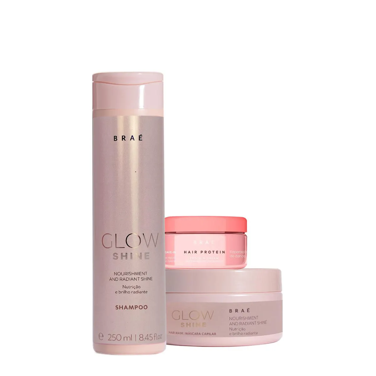 KIT BRAé GLOW SHINE SHAMPOO MáSCARA E HAIR PROTEIN  (3 PRODUTOS)