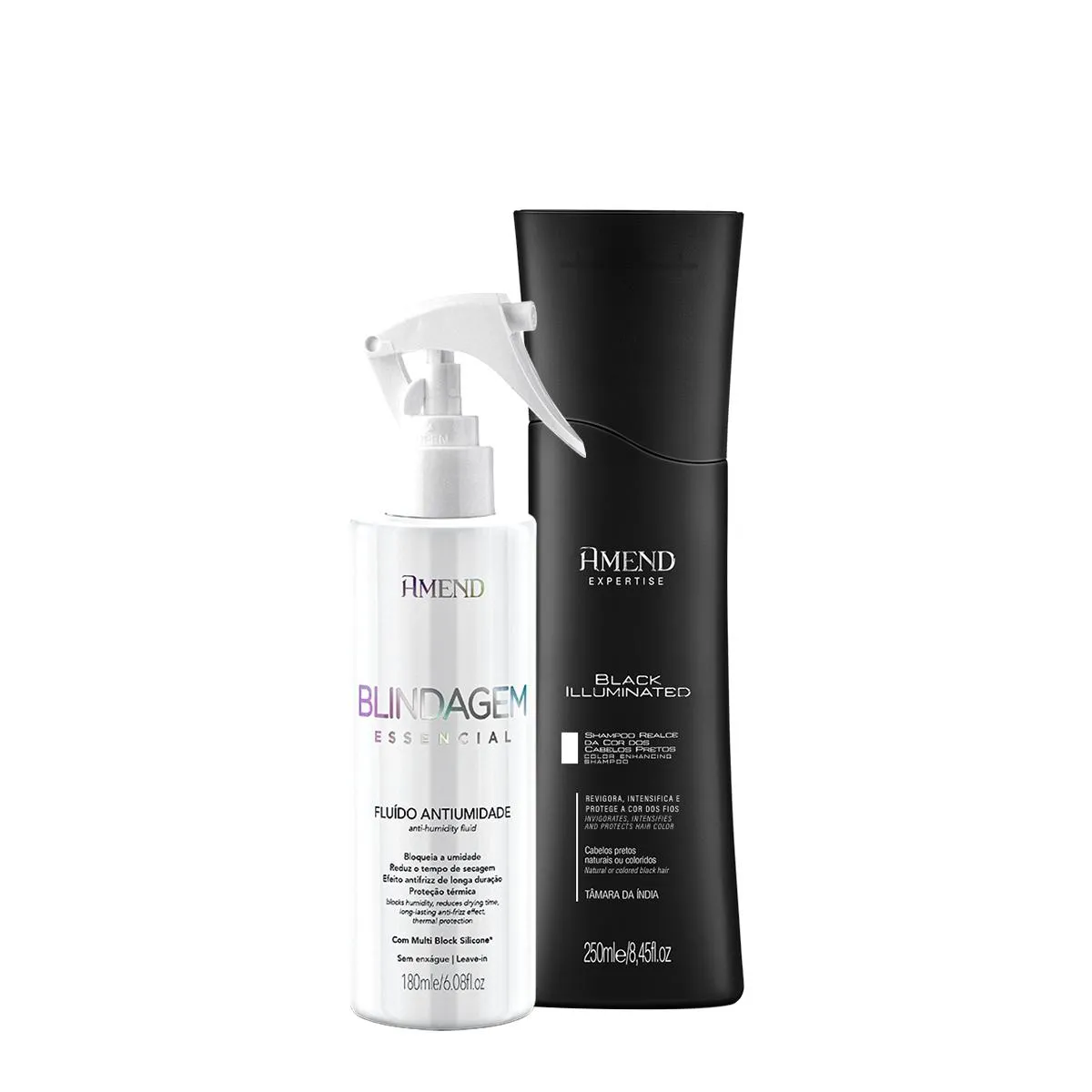 KIT AMEND BLACK ILLUMINATED REALCE DA COR SHAMPOO E FLUíDO ANTIUMIDADE (2 PRODUTOS)