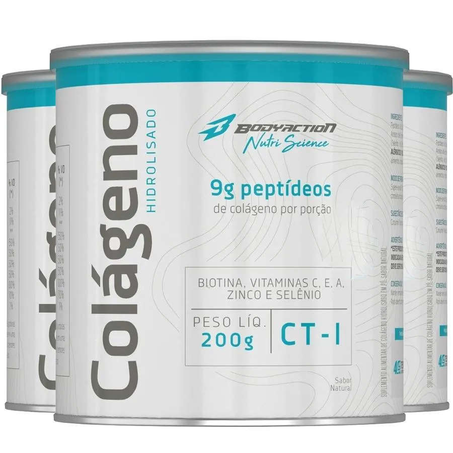 3X COLáGENO HIDROLISADO PEPTíDEOS ÁCIDO HIALURôNICO 200G Natural