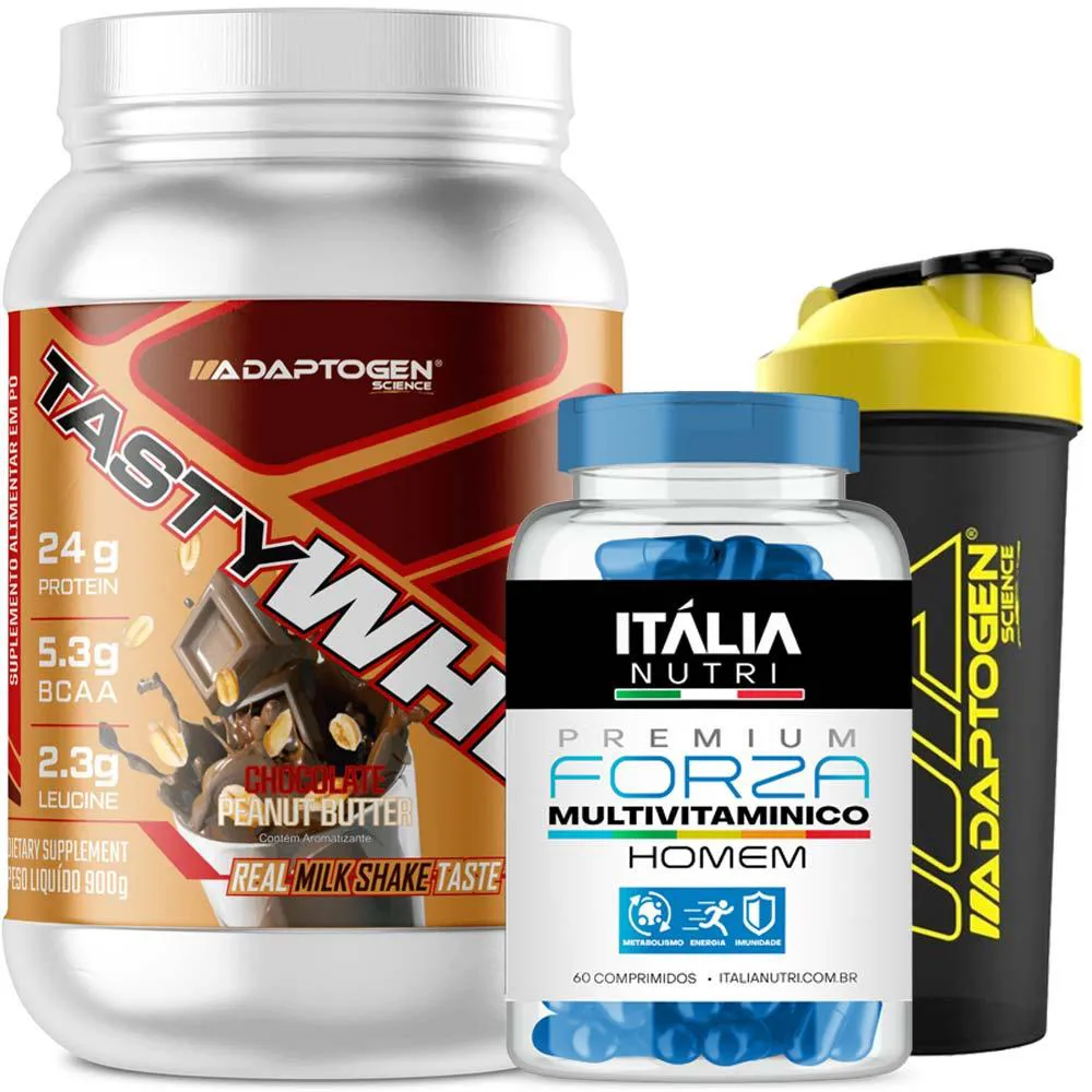 ADAPTOGEN TASTY WHEY 3W 900G + MULTIVITAMINICO + BRINDE Peanut