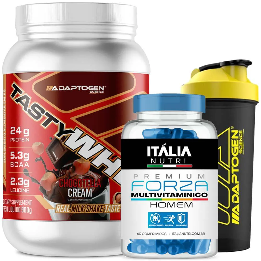 ADAPTOGEN TASTY WHEY 3W 900G + MULTIVITAMINICO + BRINDE Chocotella