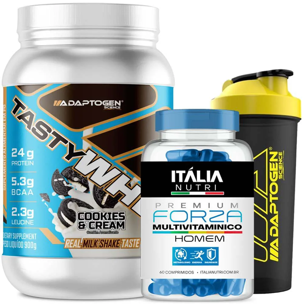 ADAPTOGEN TASTY WHEY 3W 900G + MULTIVITAMINICO + BRINDE Cookies