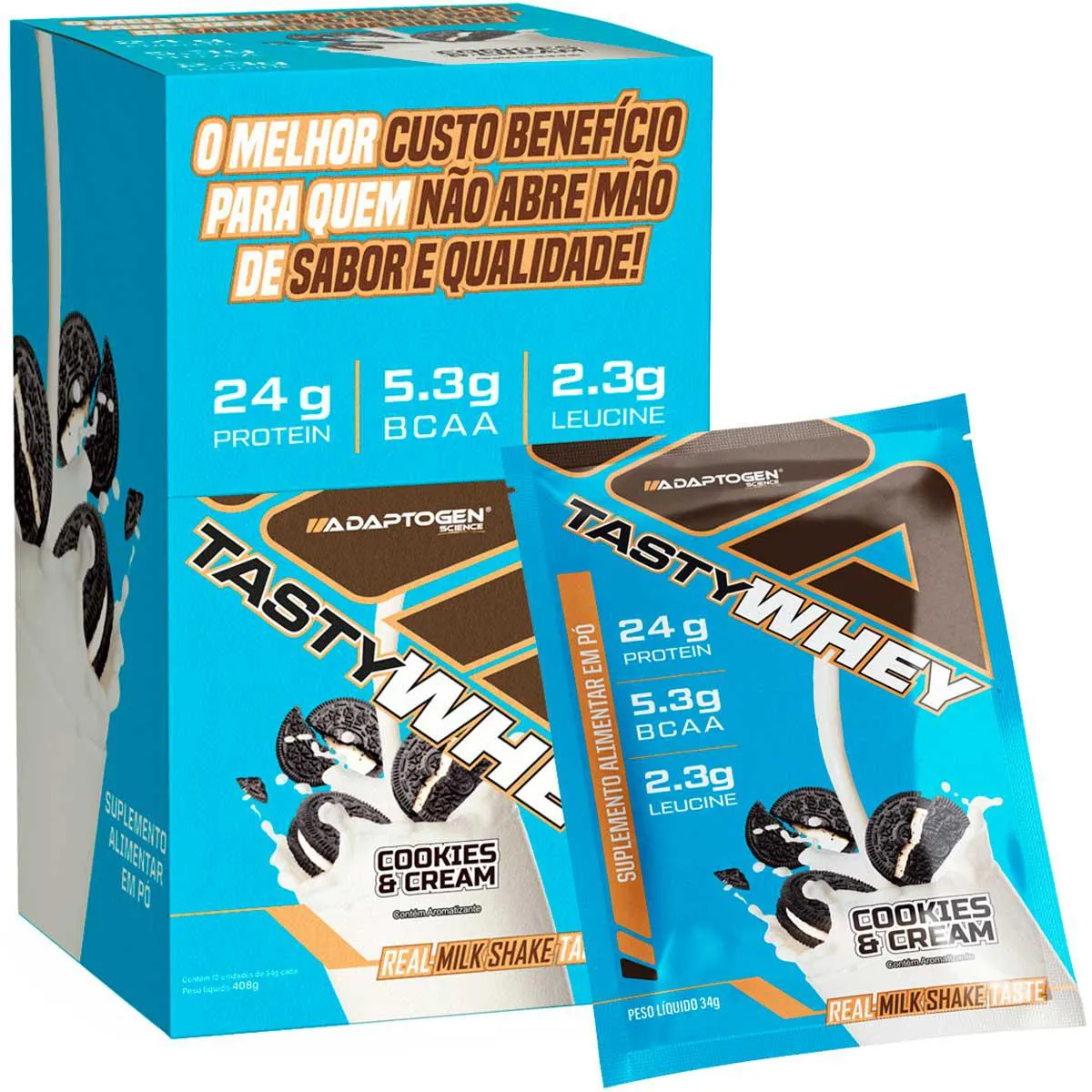 TASTY WHEY SACHE 12 UNIDADES DE 34G CADA ADAPTOGEN COOKIES