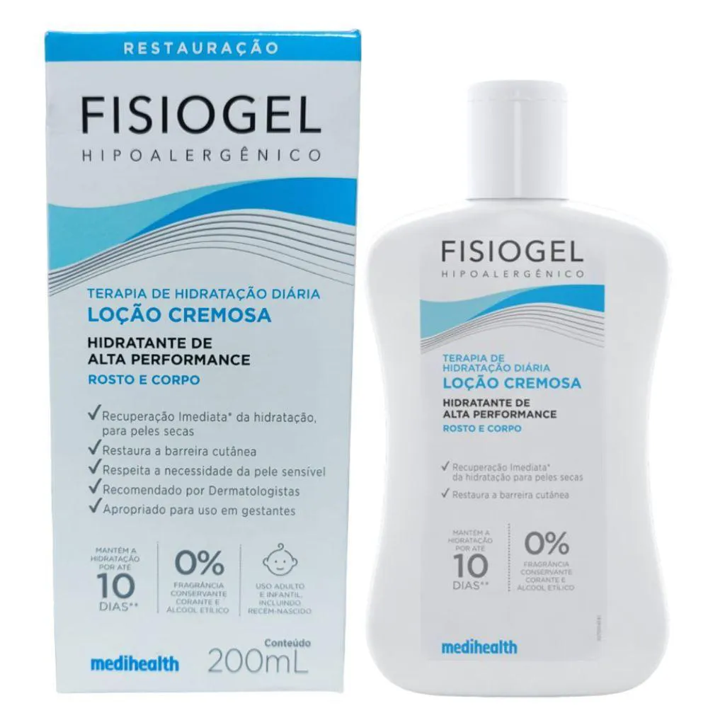 FISIOGEL TERAPIA HIDRATAçãO LOçãO CREMOSA PELE SECA E SENSíVEL 200ML