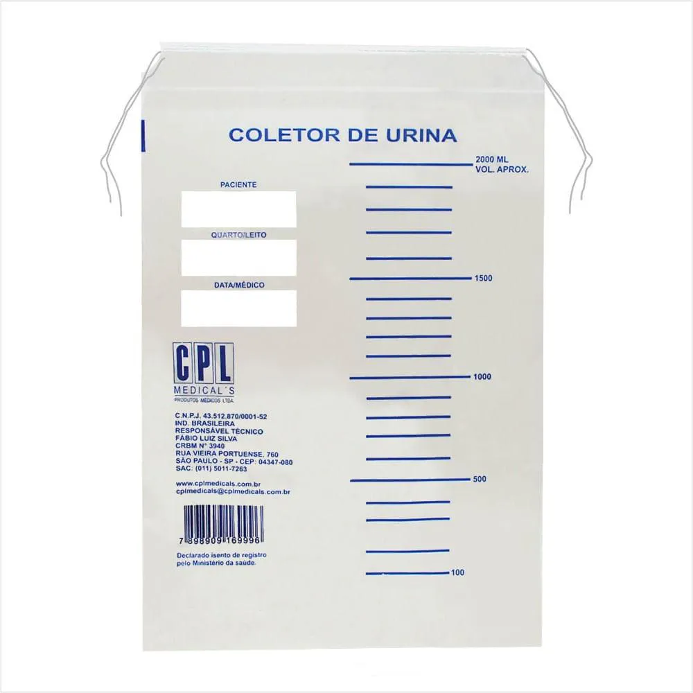COLETOR DE URINA CPL ADULTO 2000ML - UNIDADE