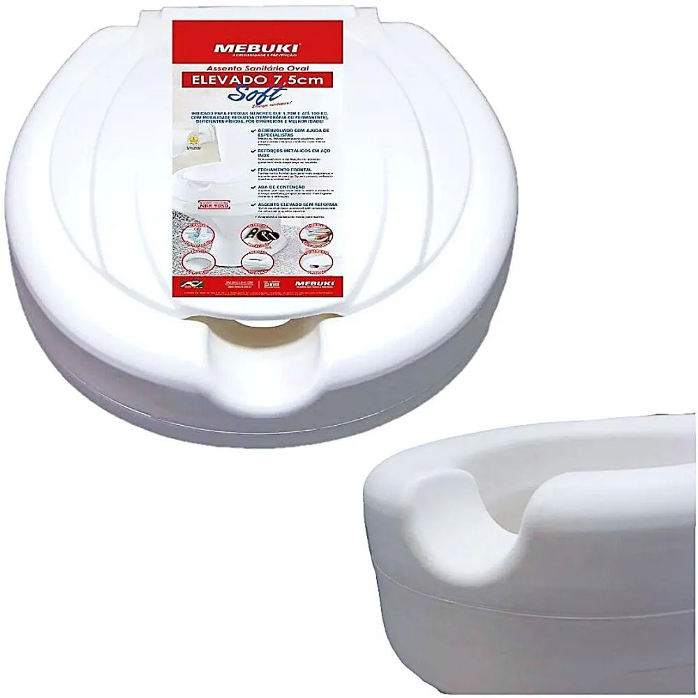ASSENTO SANITáRIO OVAL ELEVADO SOFT COM TAMPA 7.5CM - UNIDADE