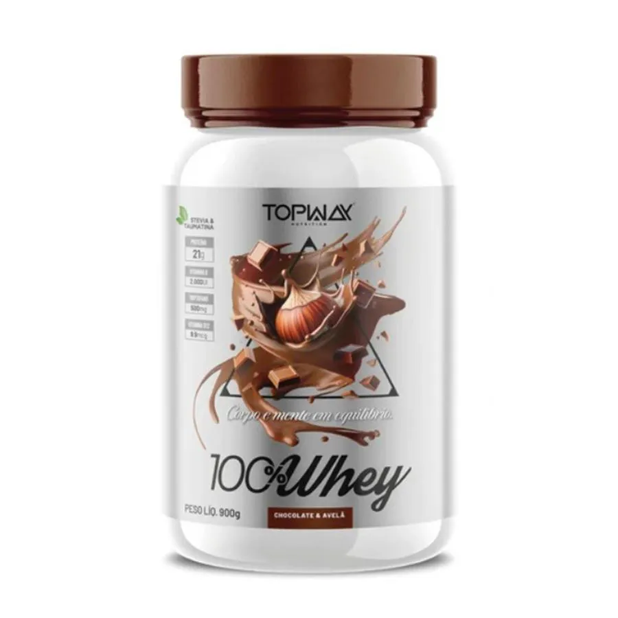 WHEY PROTEIN SABOR CHOCOLATE COM AVELã 900G TOPWAY NUTRITION