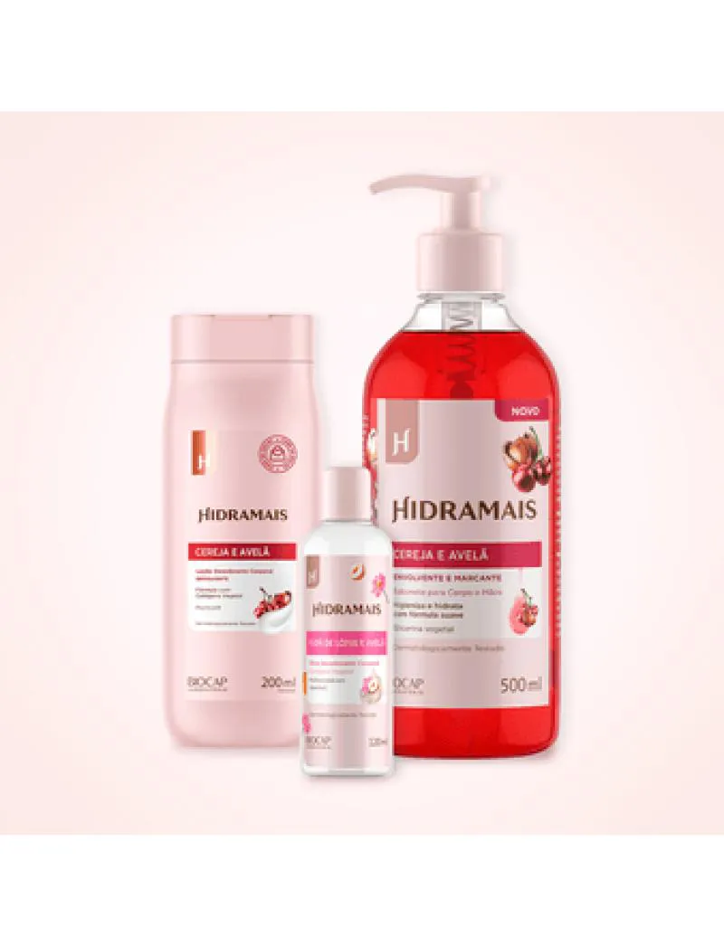 KIT CEREJA E AVELã COM ÓLEO CORPORAL FLOR DE LOTUS E AVELã 200ML