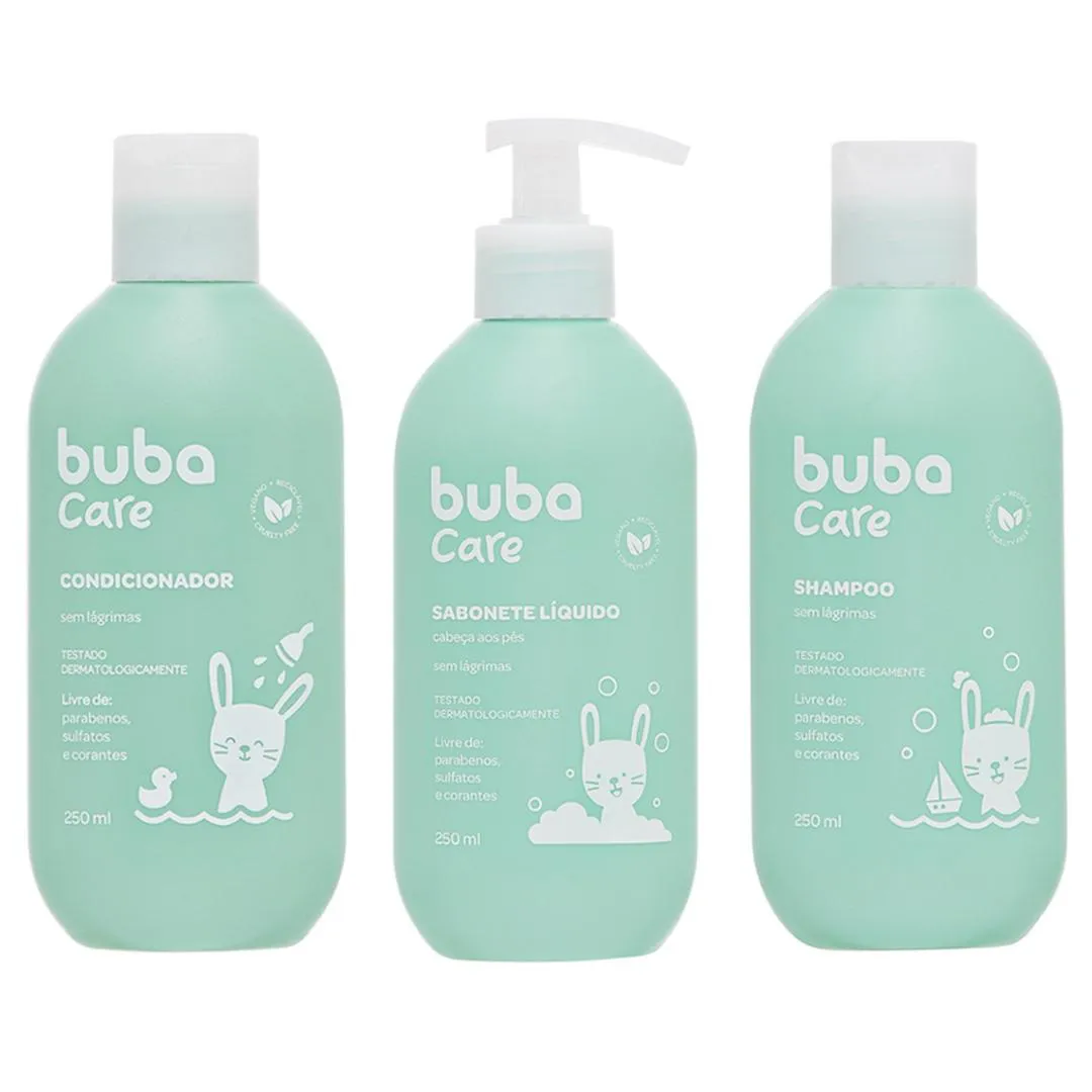 KIT BUBA CARE SHAMPOO + CONDICIONADOR + SABONETE LíQUIDO SEM LáGRIMAS 250ML