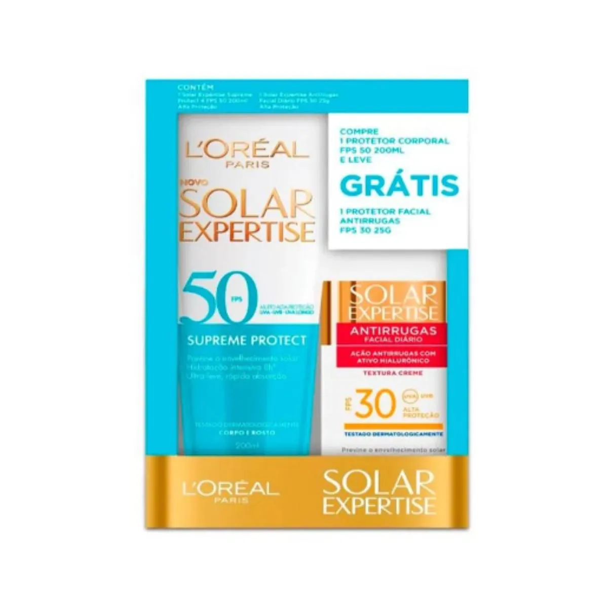KIT SUPREME PROTECT 50FP 200ML+PROTETOR FACIAL 30FP 25G L´OREAL PARIS