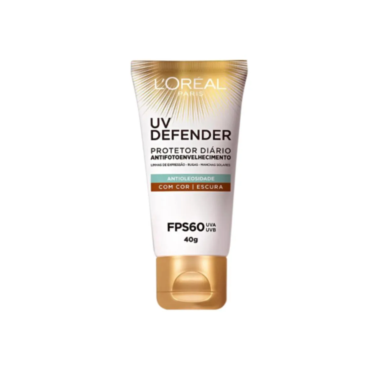 LOREAL PROTETOR SOLAR ANTIOLEOSIDADE DEFENDER 60FPS ESCURO 40G