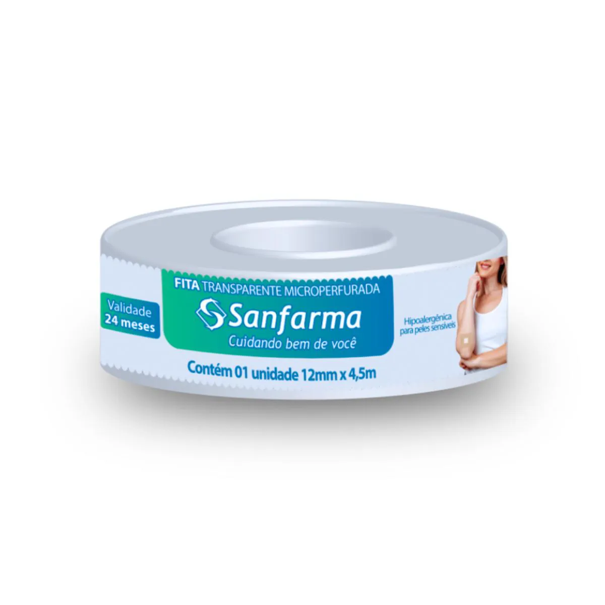 FITA TRASPARENTE MICROPERFURADA SANFARMA 12MM X 4,5M 36 UNID
