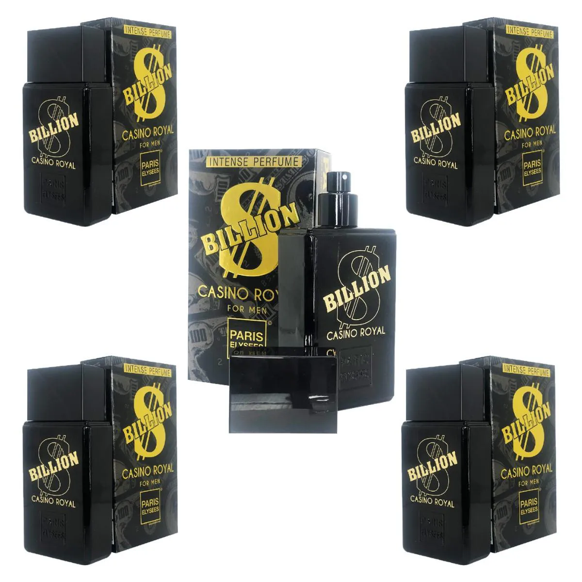 KIT COM 5 PERFUMES BILLION CASINO ROYAL 100ML PARIS ELLYSSES