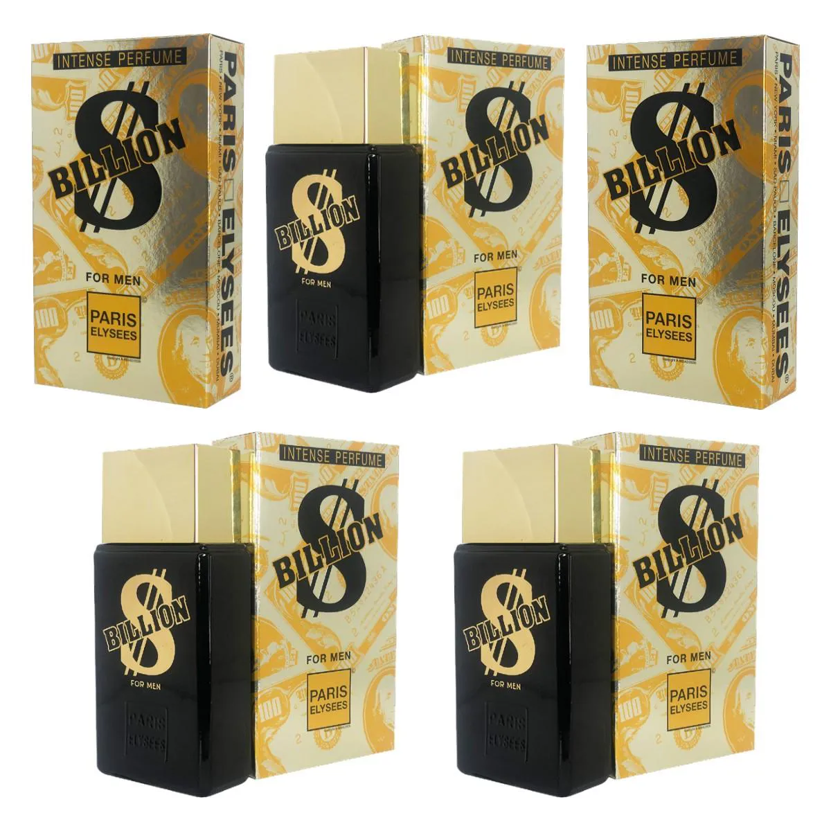 KIT COM 5 PERFUMES BILLION MASCULINO 100ML PARIS ELLYSSES