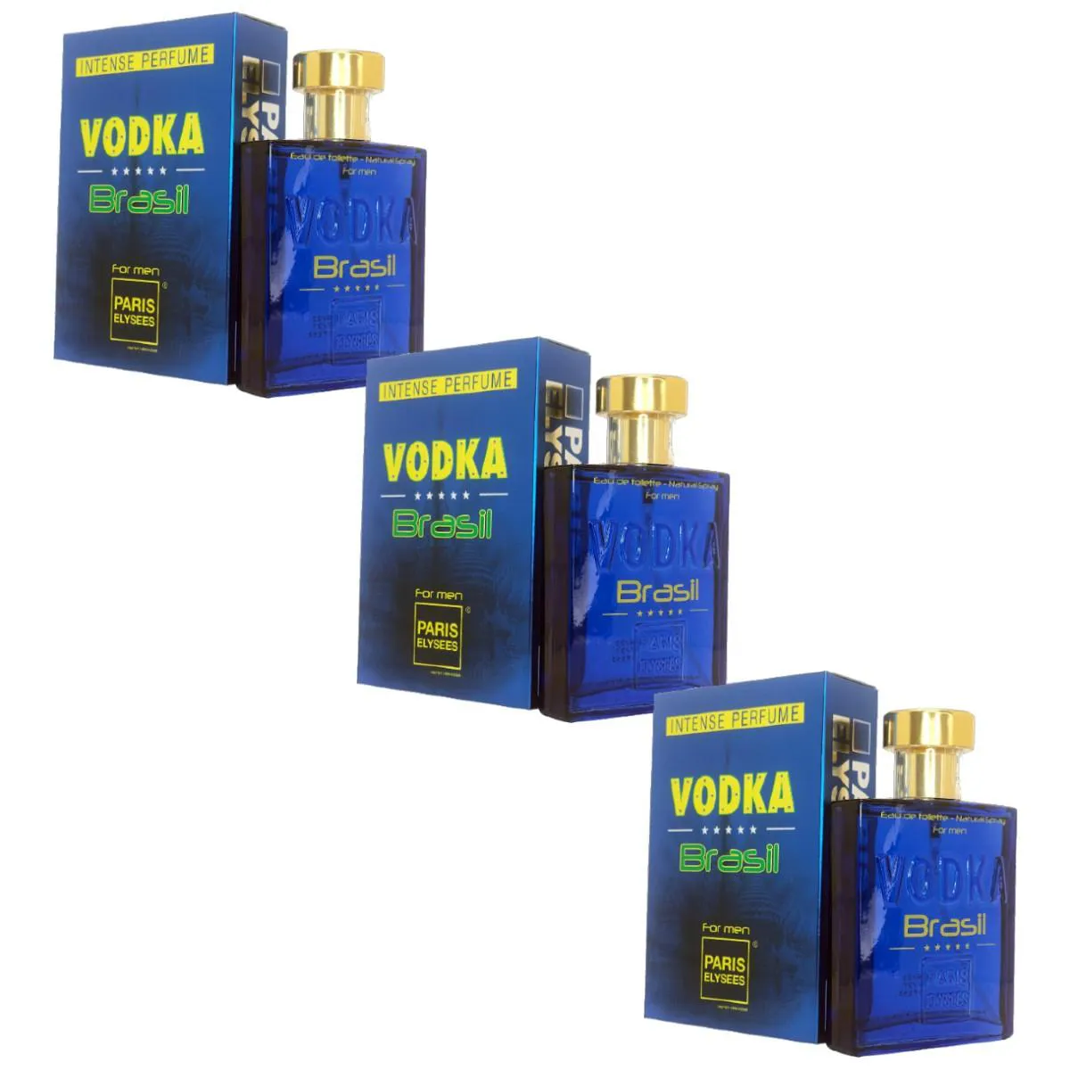 KIT COM 3 PERFUMES VODKA BRASIL AZUL MASCULINO 100ML ATACADO