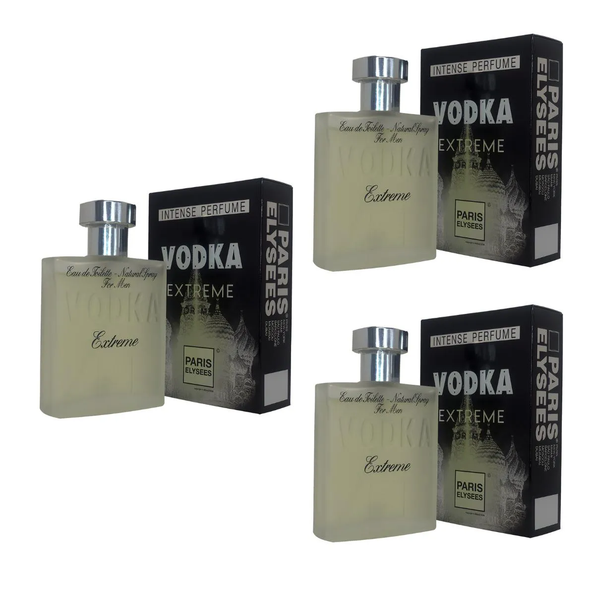KIT COM 3 PERFUMES VODKA EXTREME FOR MEN MASCULINO 100ML ATACADO