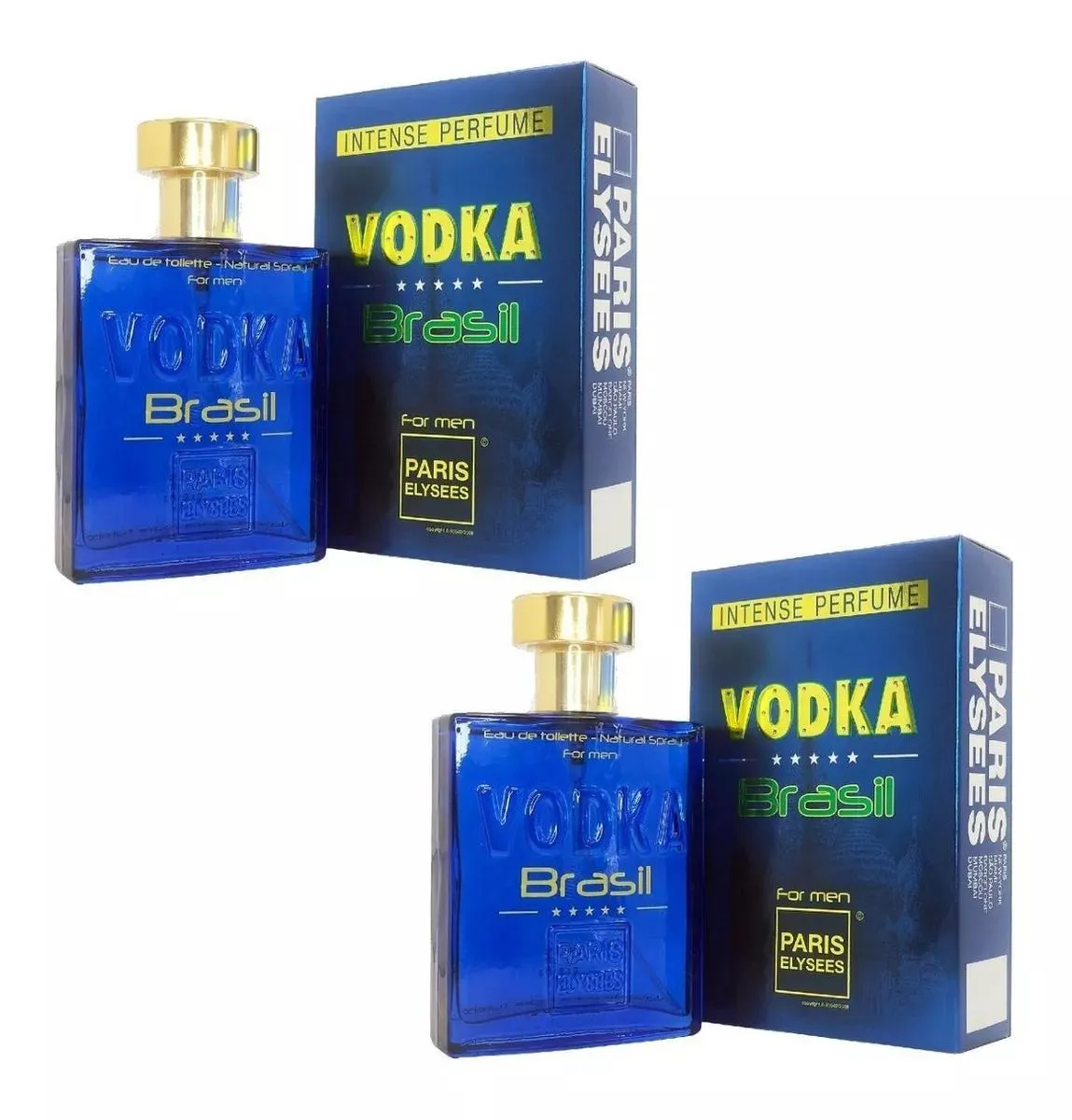 Kit 2 Perfumes Vodka Brasil Azul 100Ml Masculino Paris Elysees