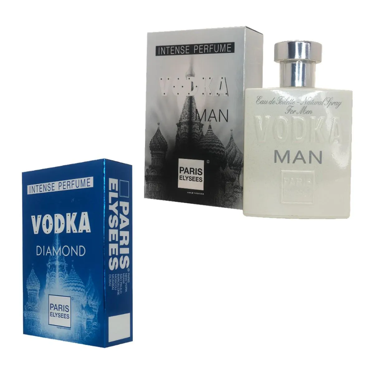 KIT VODKA DIAMOND 100ML + VODKA MAN 100ML PERFUME MASCULINO