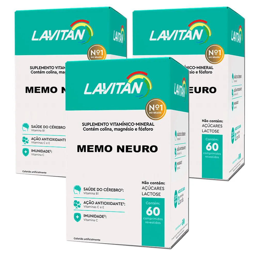Kit 3 Lavitan Memória Memo Neuro 60 Comprimidos - CIMED