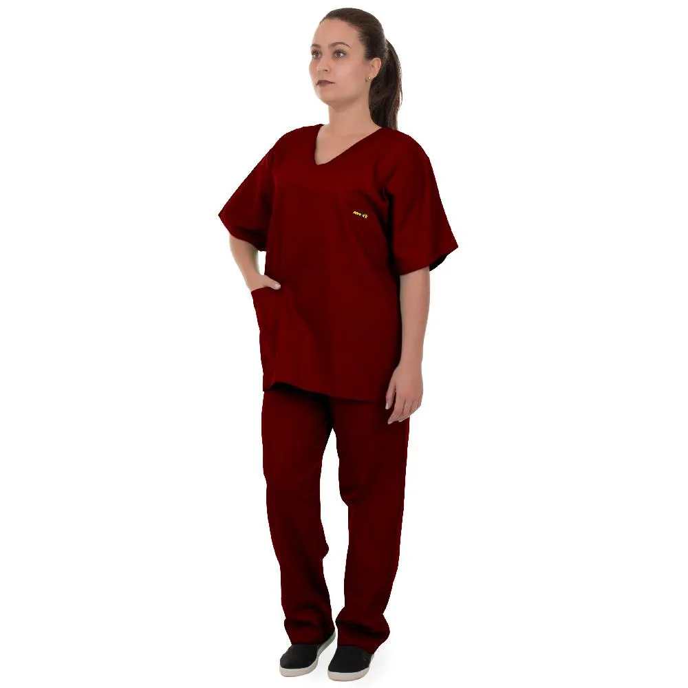 PIJAMA CIRúRGICO SCRUB 100% ALGODãO VINHO UNISSEX ARTIPé G Magenta