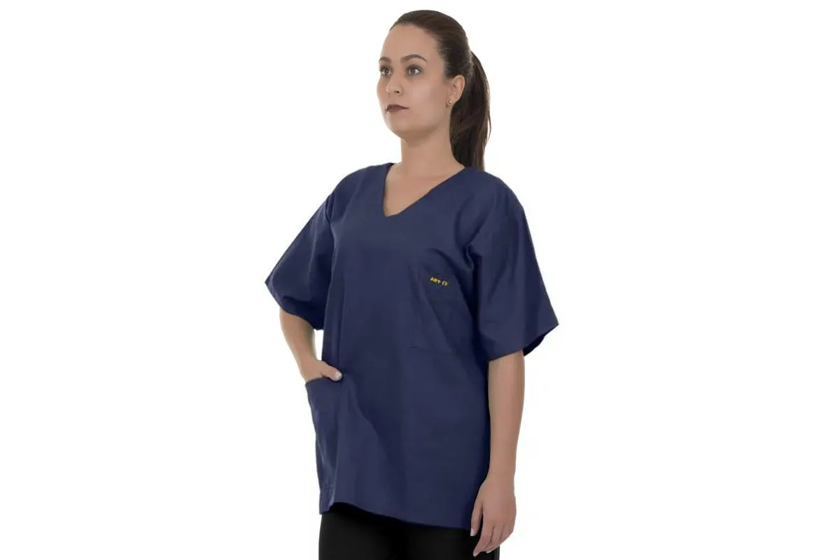 BLUSA PIJAMA CIRúRGICO AZUL MARINHO OXFORD NãO AMASSA SECA RáPIDO ARTIPé GG