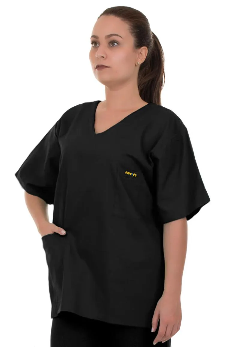 BLUSA PIJAMA CIRúRGICO PRETO OXFORD NãO AMASSA SECA RáPIDO ARTIPé PP