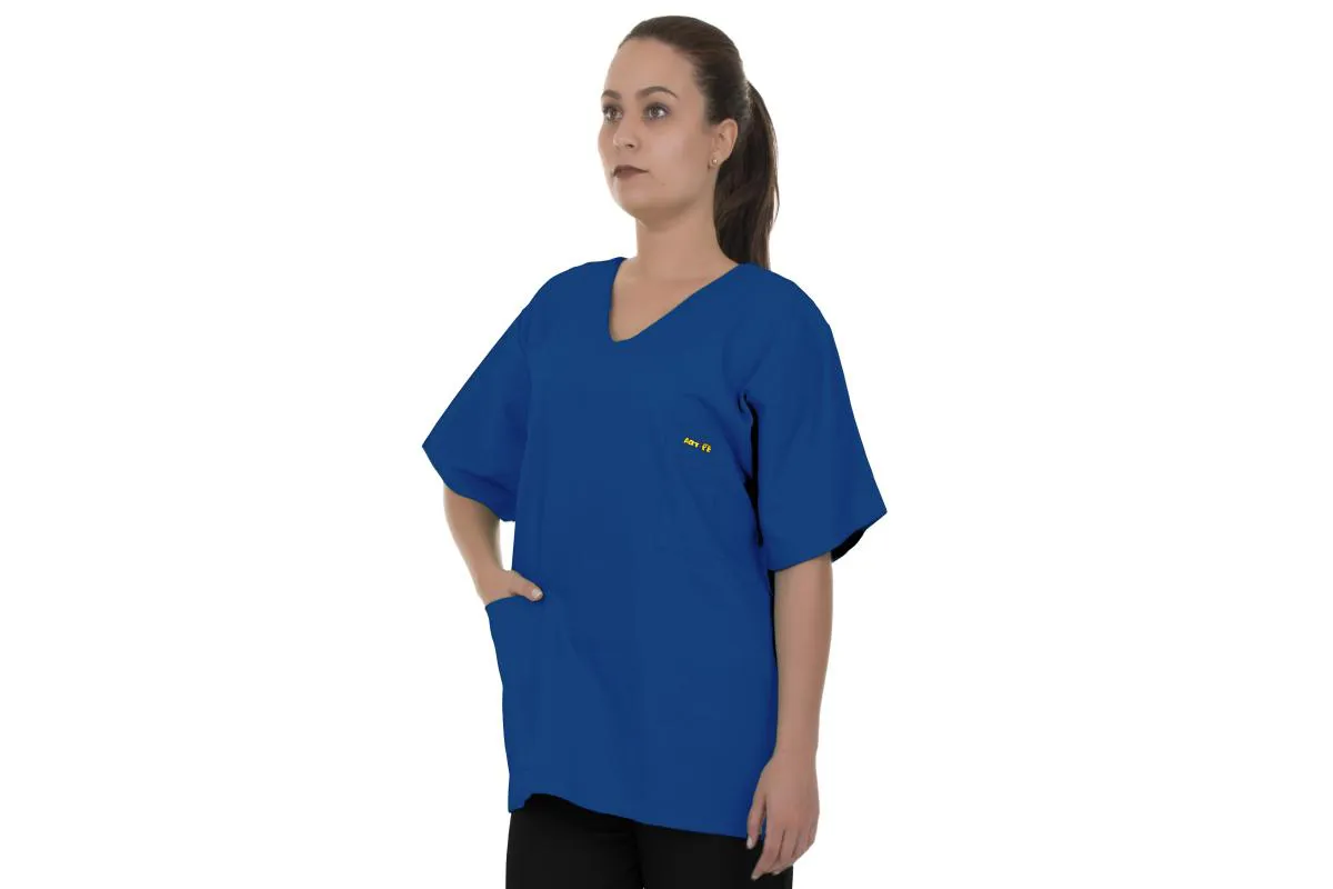 BLUSA PIJAMA CIRúRGICO AZUL ROYAL OXFORD NãO AMASSA SECA RáPIDO ARTIPé PP Azul Marinho