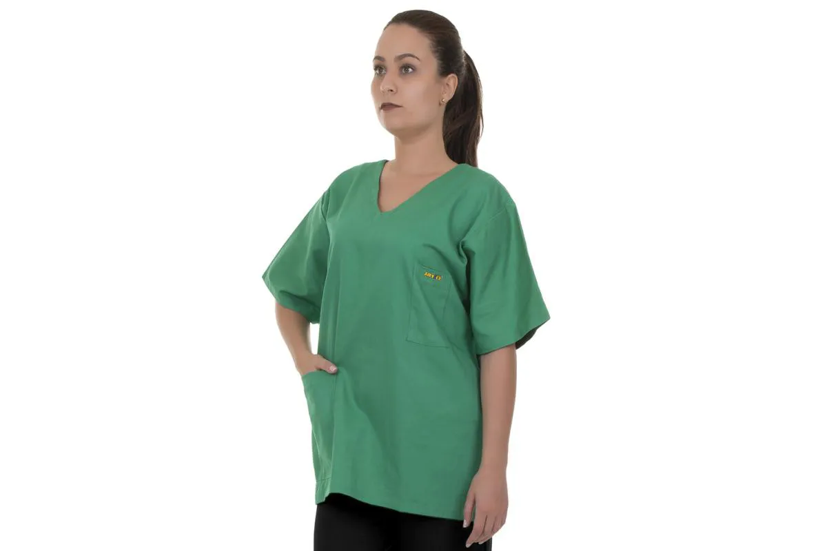 BLUSA PIJAMA CIRúRGICO VERDE OXFORD NãO AMASSA SECA RáPIDO ARTIPé P