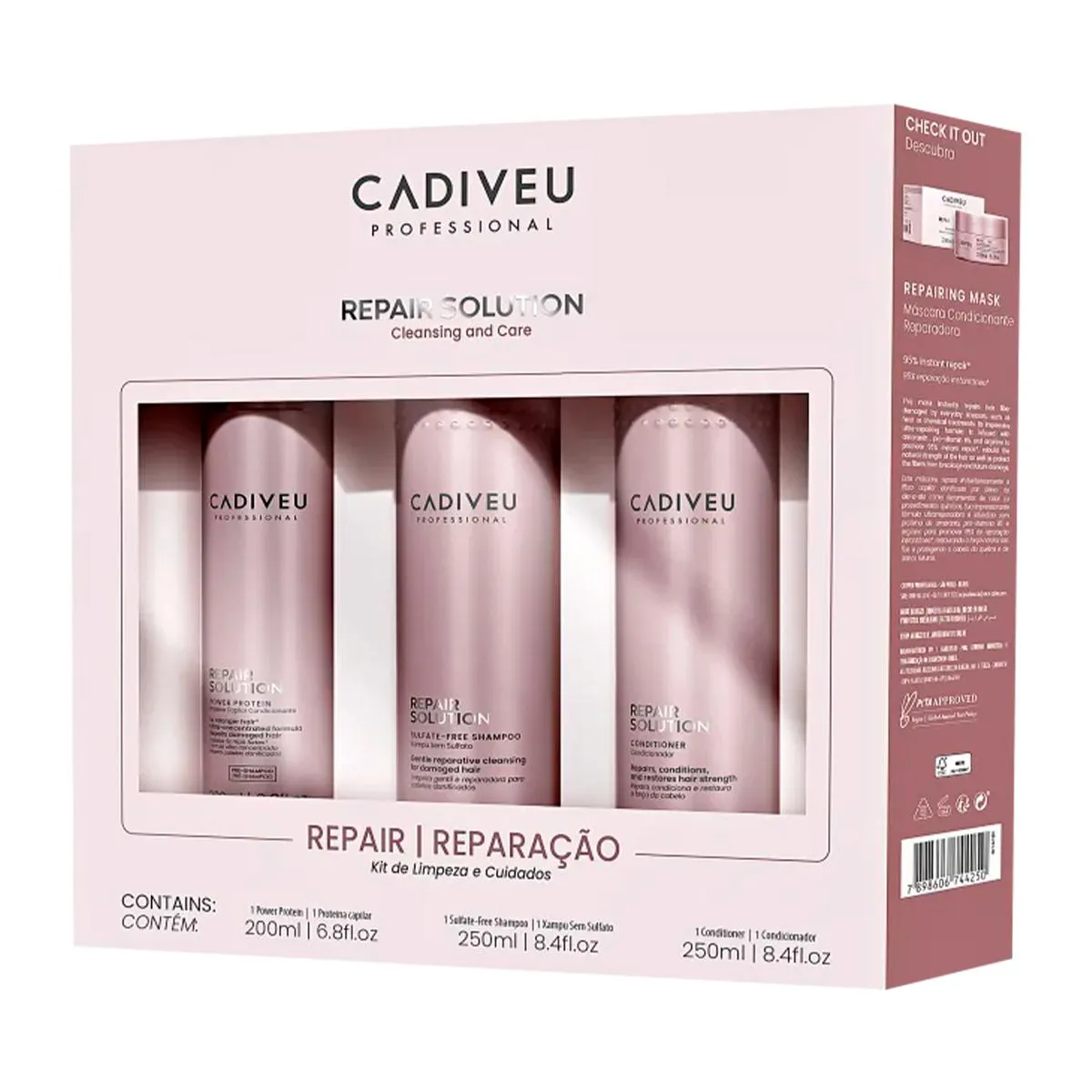 CADIVEU KIT HOMECARE REPAIR SOLUTION - SH + CD + PROTEíNA (7898606744250)