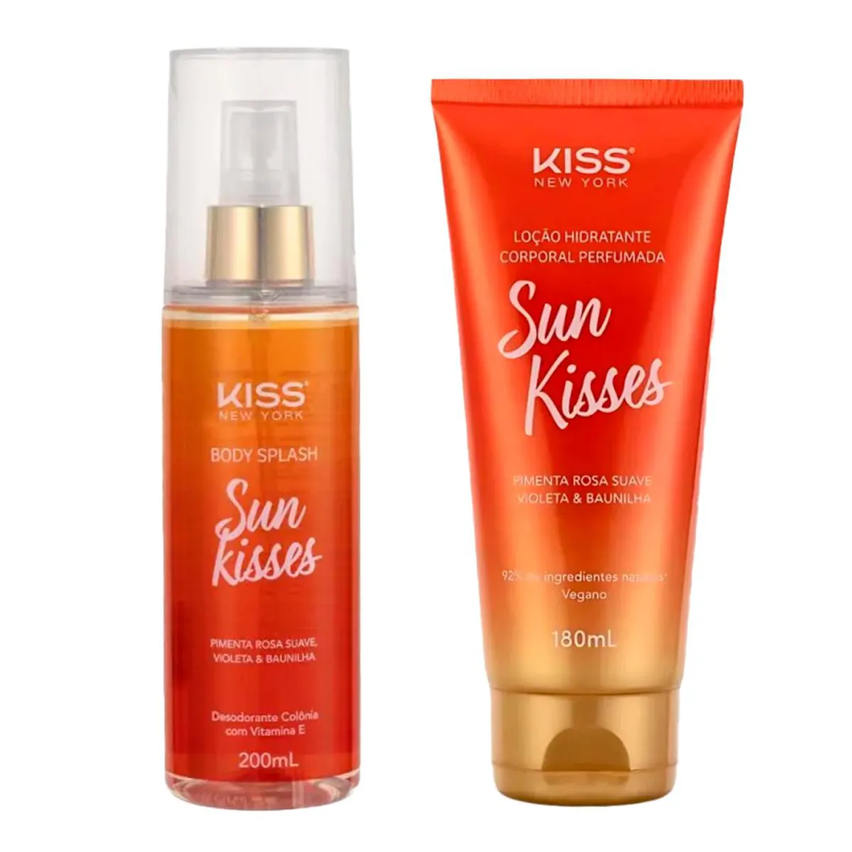 KISS NEW YORK KIT BODY SPLASH + LOçãO HIDRATANTE SUN KISSES