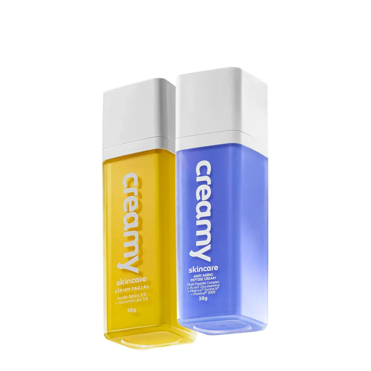 KIT CREAMY ÁCIDO LáTICO SéRUM FACIAL E  ANTI-AGING PEPTIDE CREAM HIDRATANTE ANTISSINAIS (2 PRODUTOS)