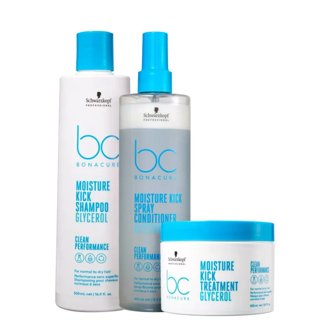 KIT SCHWARZKOPF PROFESSIONAL BC BONACURE CLEAN PERFORMANCE MOISTURE KICK TRIO SUPER (3 PRODUTOS)