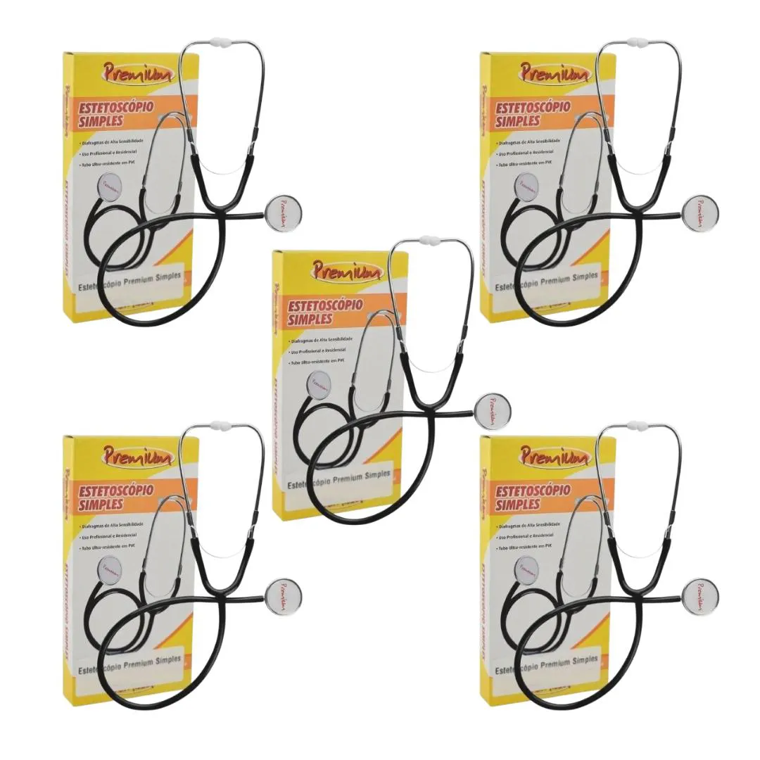 KIT 5 ESTETOSCóPIO SIMPLES  PREMIUM (7898301050038)
