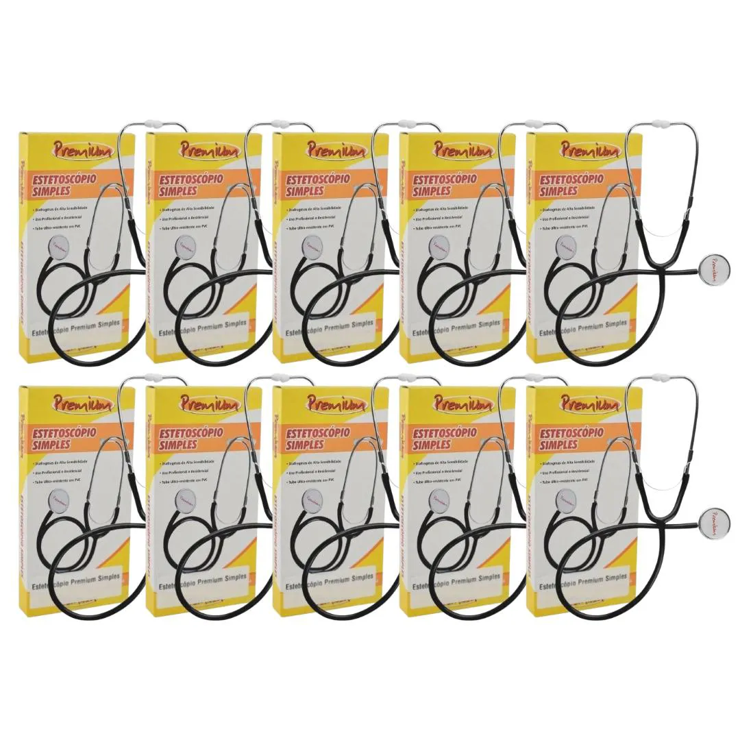 KIT 10 ESTETOSCóPIO SIMPLES  PREMIUM (7898301050038)