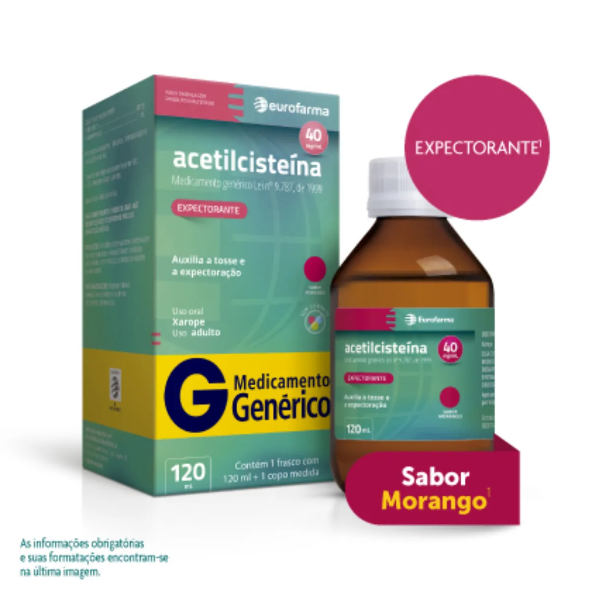 Acetilcisteína 40mg/ml Eurofarma Xarope com 120ml | Droga Raia