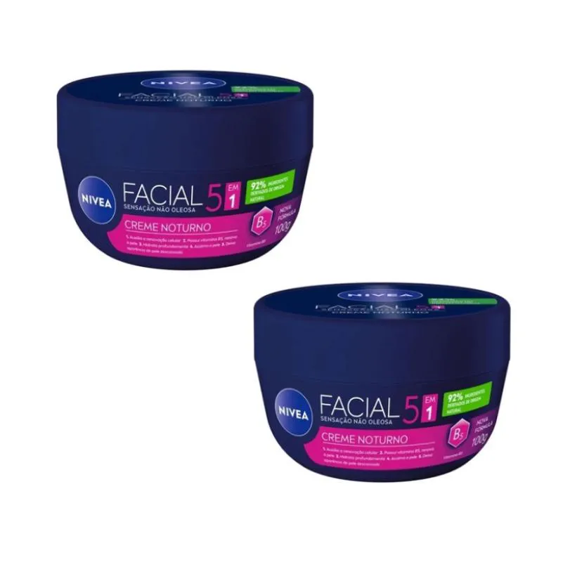 KIT 02 CREME FACIAL NOTURNO SENSAçãO NãO OLEOSA 100G - NIVEA