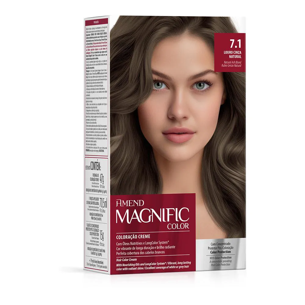 COLORAçãO TINTURA CREME 7.1 LOURO CINZA NATURAL AMEND